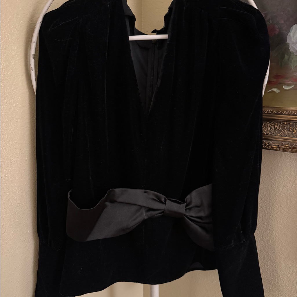 Express Velvet Top With Satin Bow